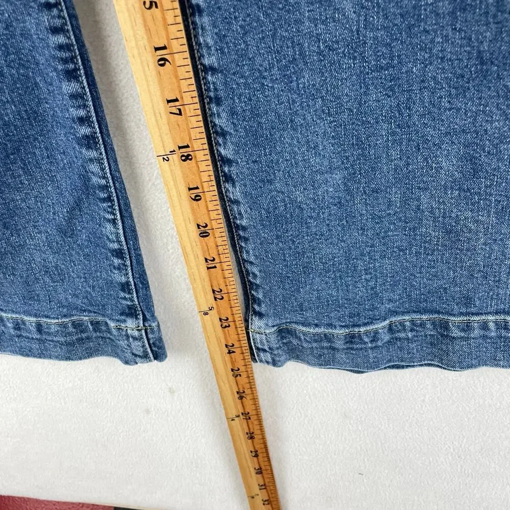 GAP Womens High Rise Wide-Leg Crop Jeans 8 29R Medium Wash Blue Stretch